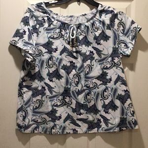 Croft & Barrow Blue/white paisley tie with front keyhole tie, size 1X